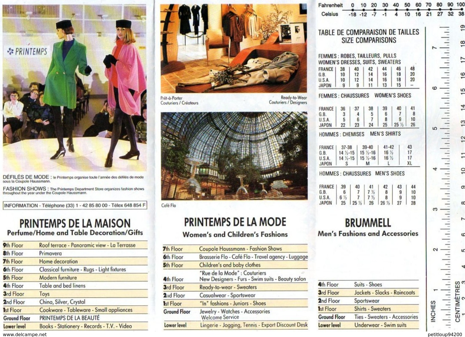 PLAN RESEAU  PRINTEMPS  RATP Grand Magasin  BRUMMELL Année1992 - Europe