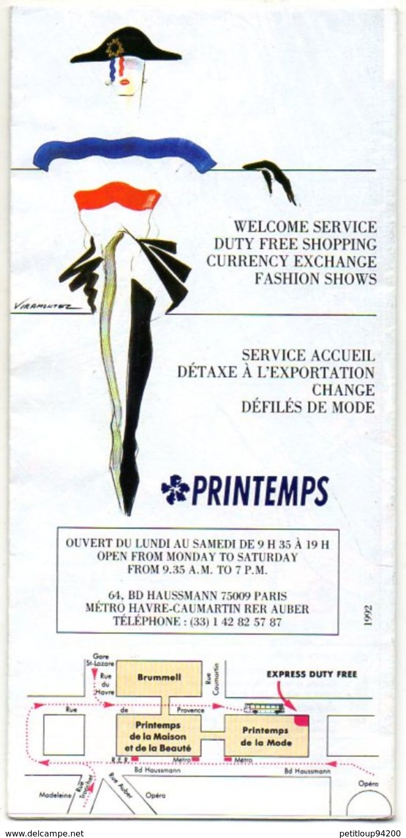 PLAN RESEAU  PRINTEMPS  RATP Grand Magasin  BRUMMELL Année1992