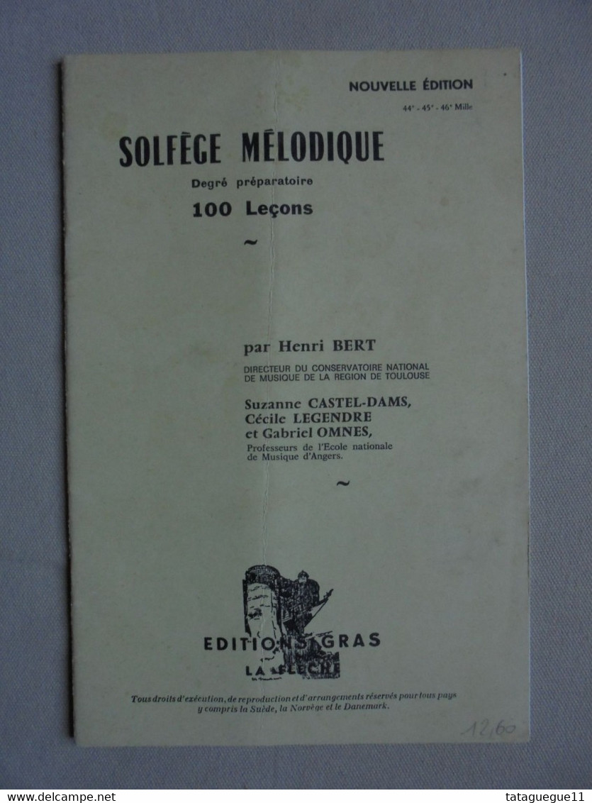 Ancien - Livret Solfège Mélodique 100 Leçons Par Henri Bert Degré Préparatoire - Textbooks