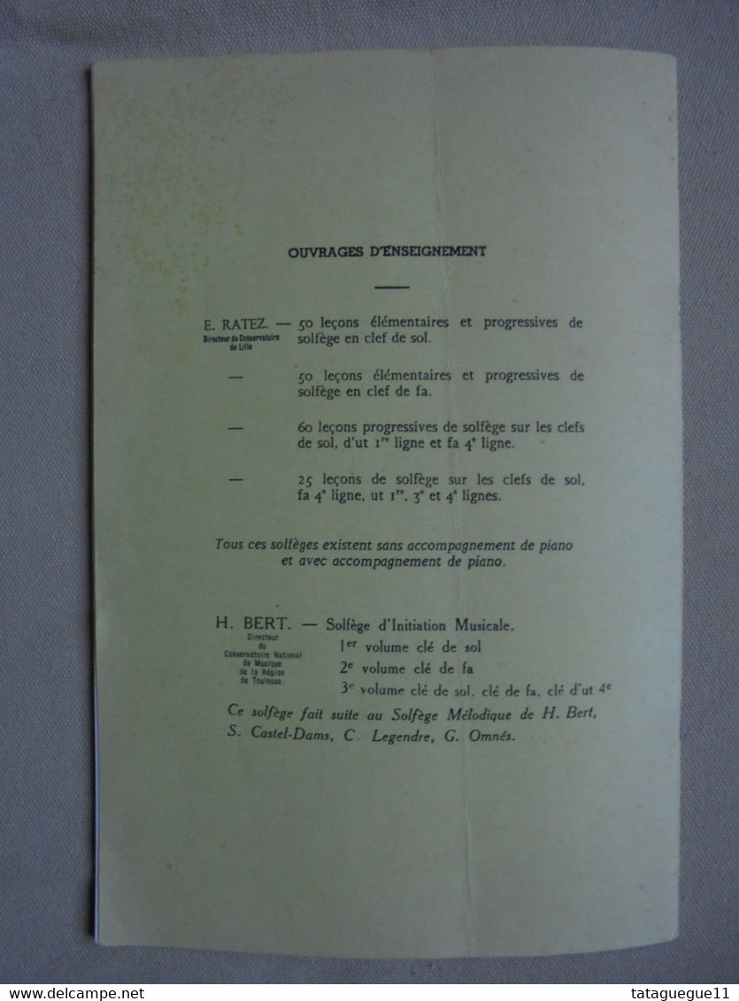 Ancien - Livret Solfège Mélodique 100 Leçons par Henri Bert Degré Préparatoire