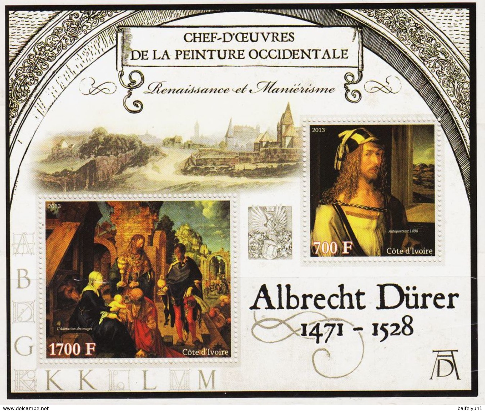 2013 Ivory Coast Stamps Germany  Famous Painter Albrecht Dürer Sheet - Autres & Non Classés