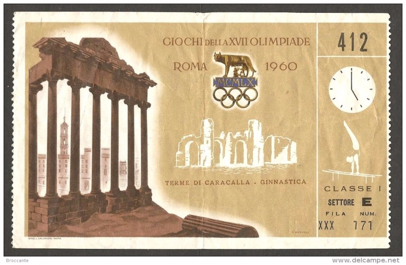 GIOCHI OLIMPICI - BIGLIETTO INGRESSO - GIOCHI DELLA XVII OLIMPIADE - ROMA 1960 - GINNASTICA - Tickets - Vouchers