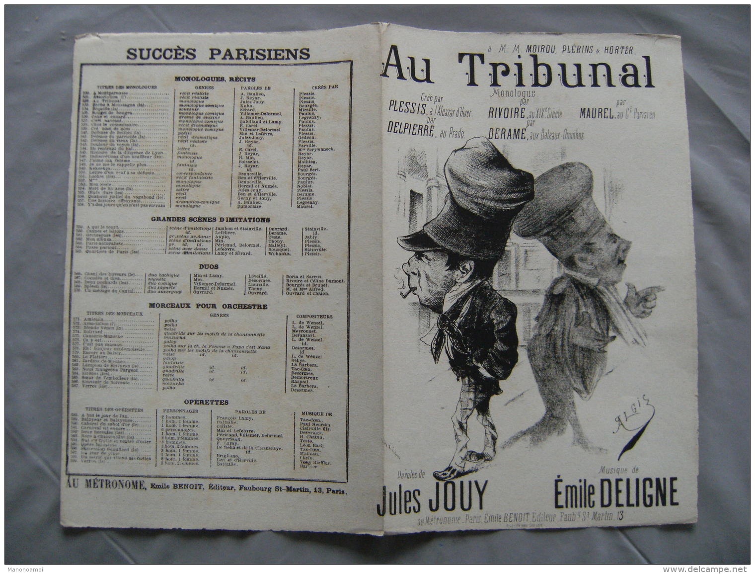 Cafe Concert Caf Con'f Gravure Algis Au Tribunal  Ancienne Partition Musique - Scores & Partitions