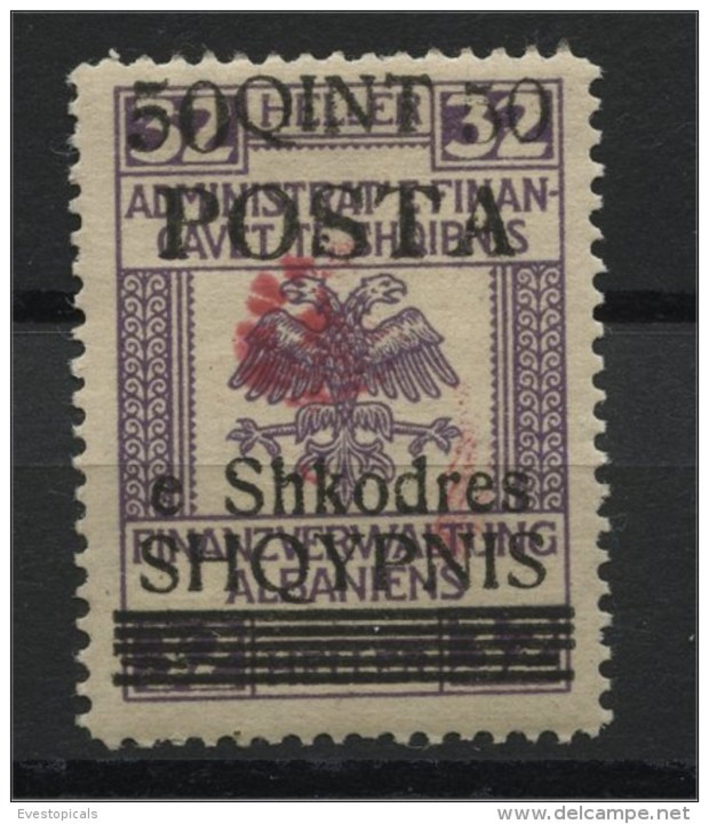 ALBANIA, OVERPRINT ""COMET"" 50 QUINT 1919, NH - Albanie