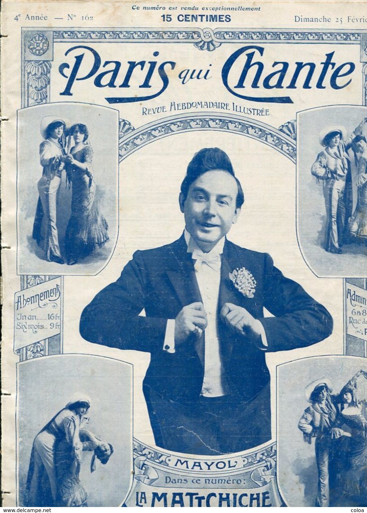 MAYOL POLIN BOTREL Paris Qui Chante, Dimanche 25  Février 1906 - 1900 - 1949