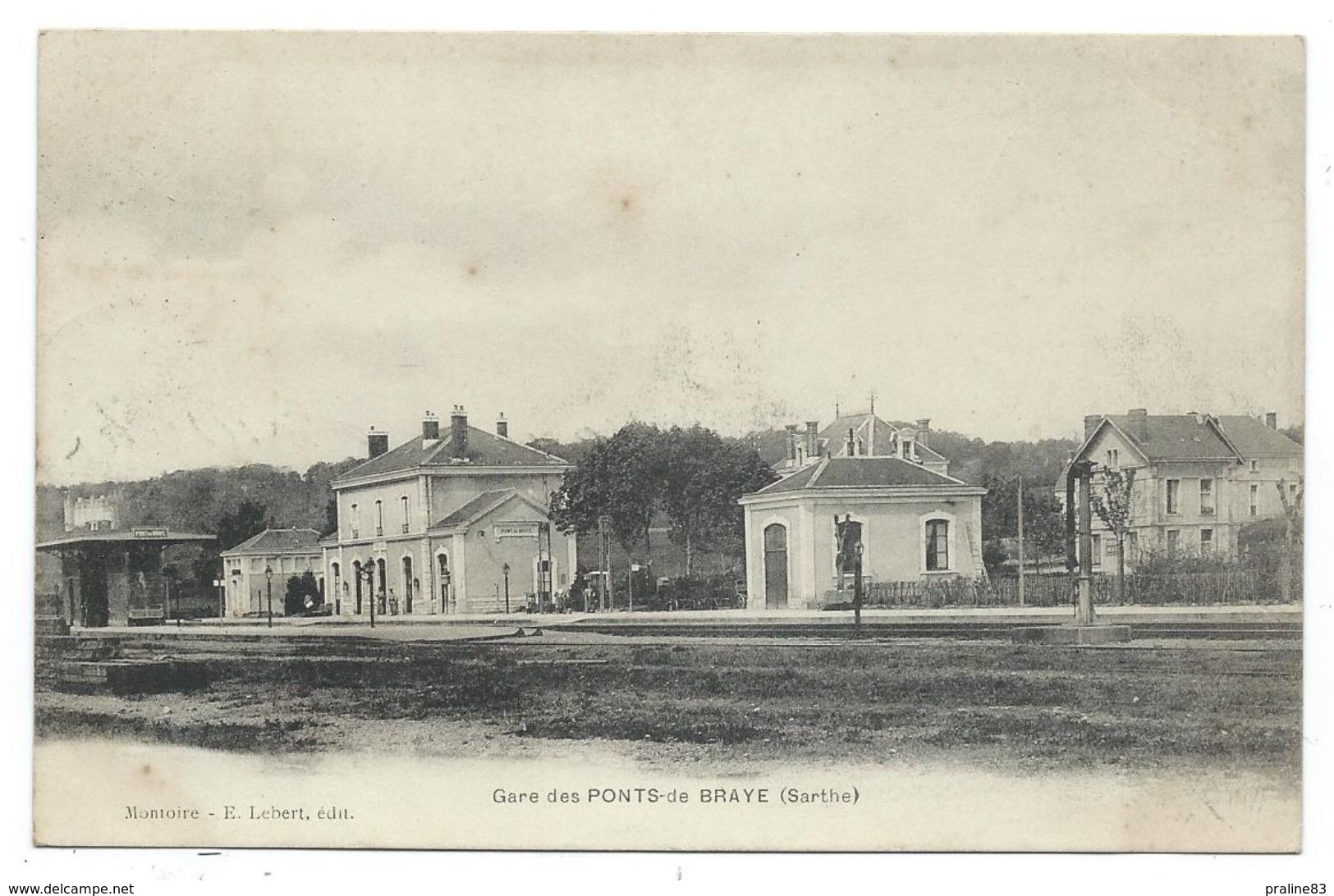 CPA - GARE DES PONTS DE BRAYE - Sarthe 72 - Circulé 1904 - Edit. E. Lebert à Montoire - Stations Without Trains
