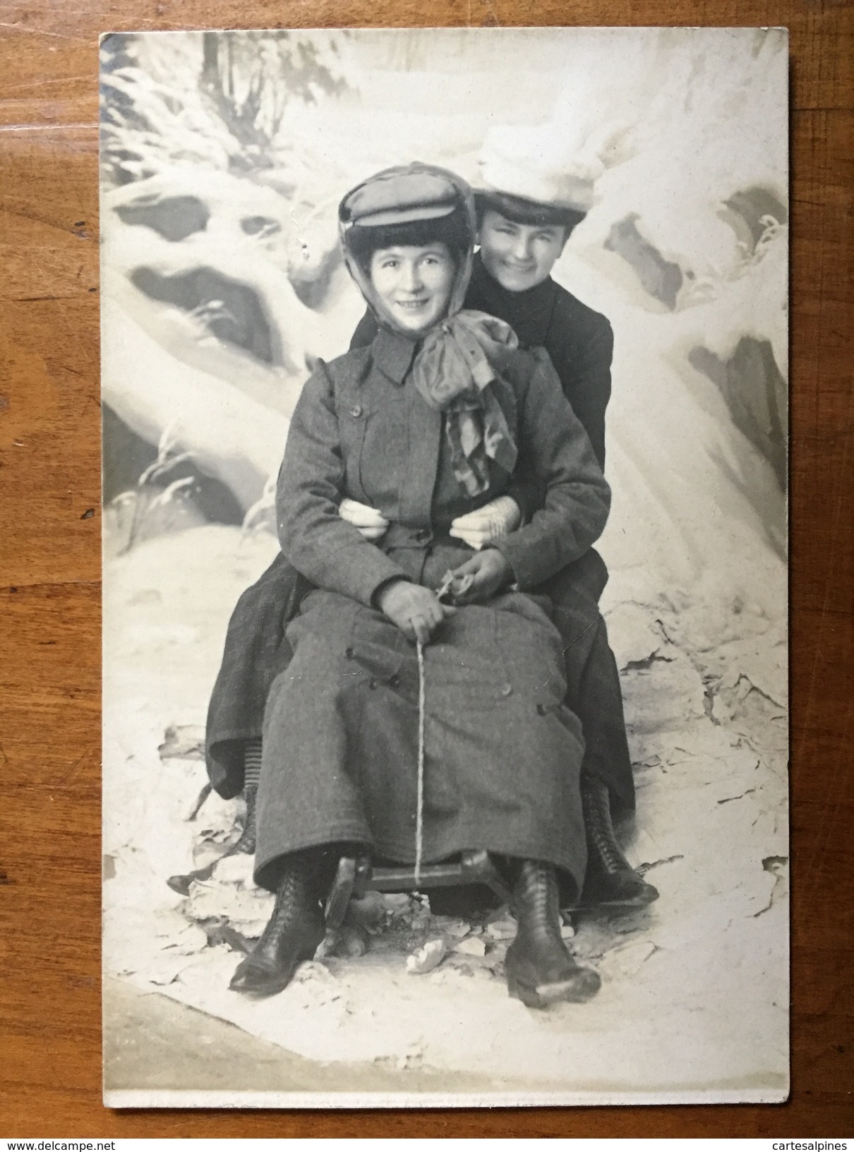 (carte-photo, Sports D'hiver) Lugeuses à Annaberg (1). Photo Signée, 1908, SUP. - Autres & Non Classés