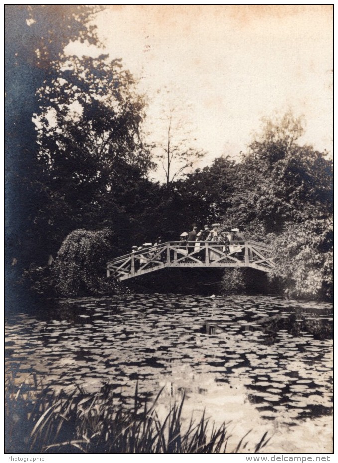 Campagne Anglaise Golders Green Londres Pont Et Etang Ancienne Photo Amateur 1900 - Places