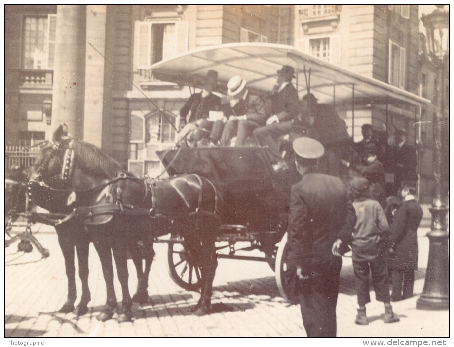 France Paris Transport En Commun A Cheval Ancienne Photo Amateur 1900 - Places