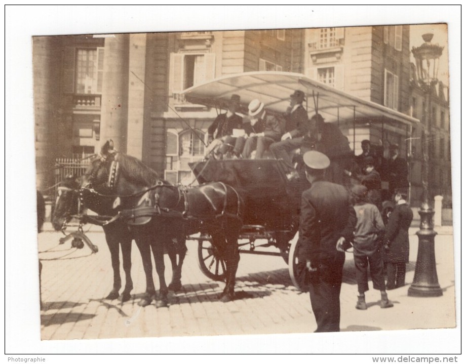 France Paris Transport En Commun A Cheval Ancienne Photo Amateur 1900 - Places