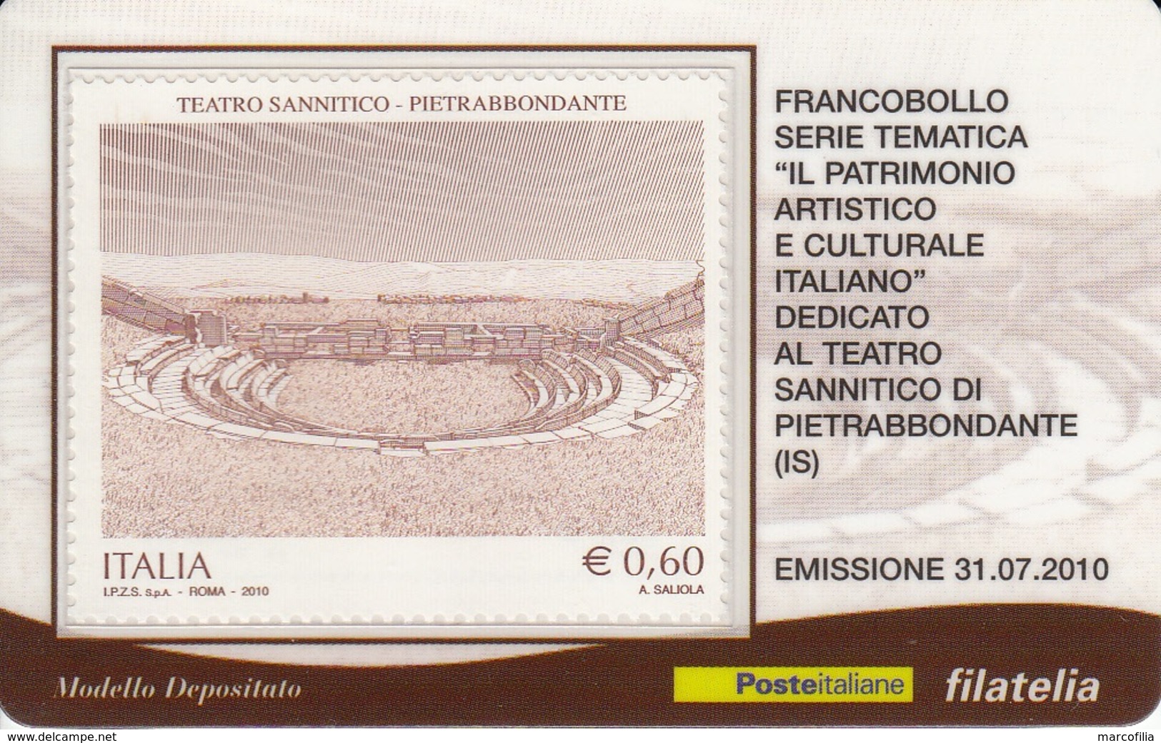 2010 IL PATRIMONIO ARTISTICO E CULTURALE ITALIANO - TEATRO SANNITICO DI PIETRABBONDANTE - Philatelic Cards