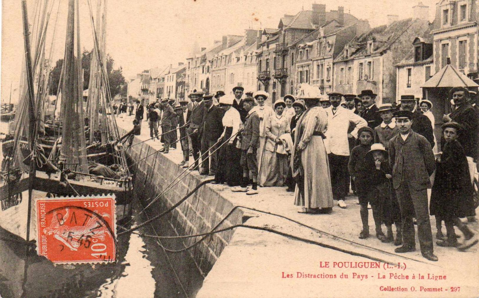 Lot De 4 Cpa De La Ville LE POULIGUEN  Peche A La Ligne . Salaison De La Sardine .rue Du Pont Voir Scan - Le Pouliguen