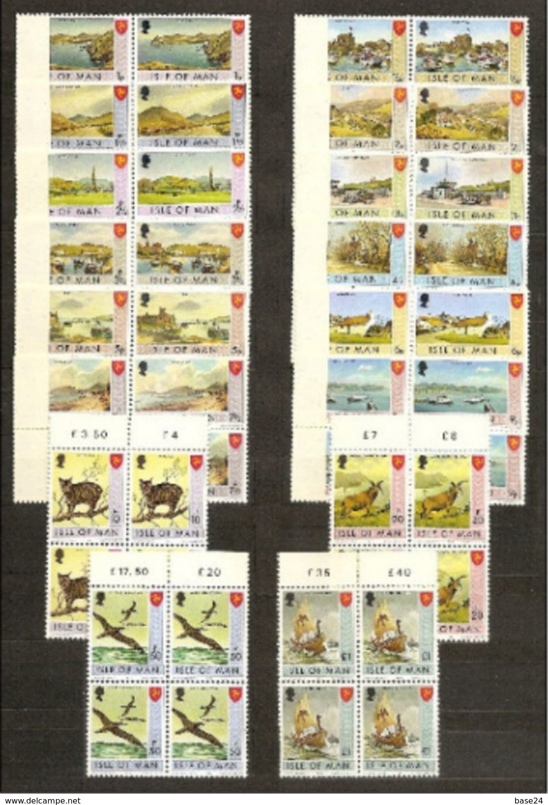 1973 Isola Di Man ANNATA  YEAR  In Quartina 6 Serie E 25v. (1/24+1A) MNH** - Isola Di Man