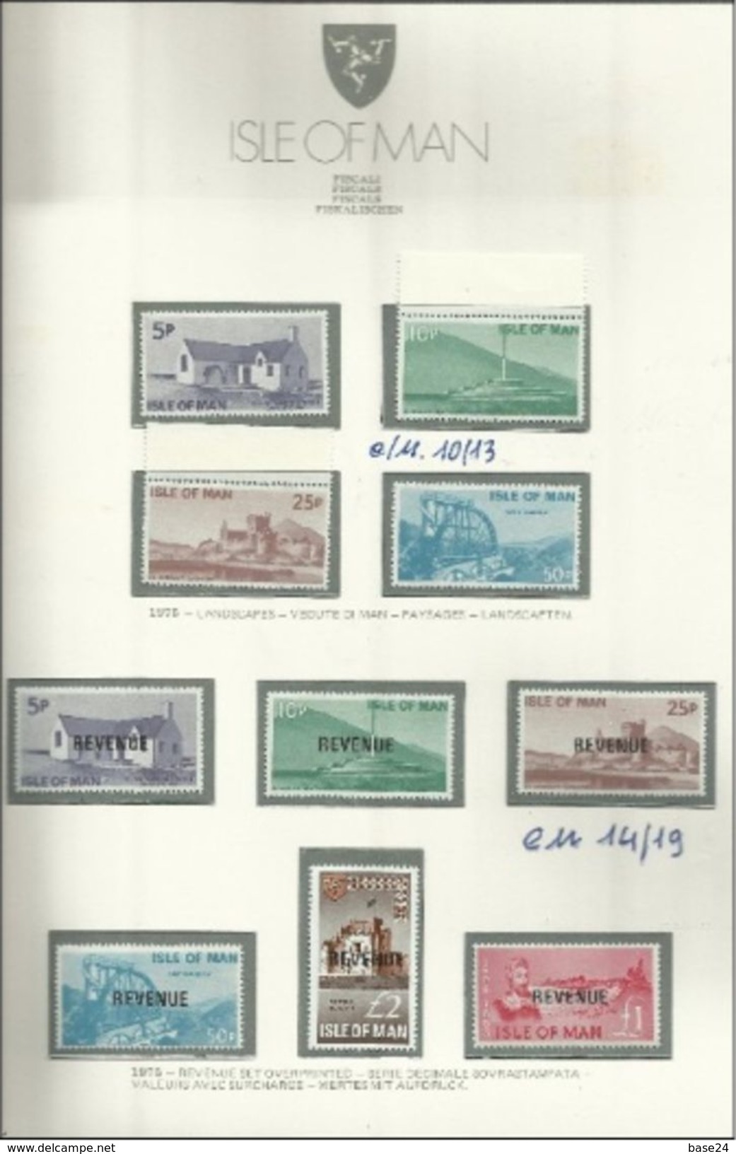 1975 Isola Di Man DECIMALE FRANCOBOLLI USO FISCALE 2 Serie (10-13, 14-19) MNH** - Isola Di Man