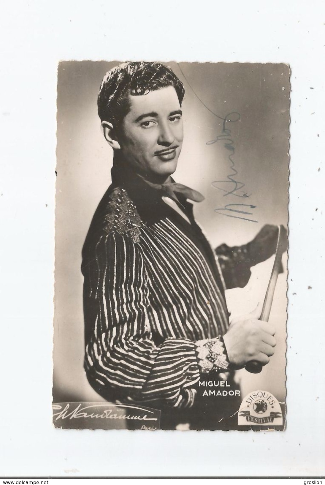 MIGUEL AMADOR (CHANTEUR ARGENTINE) CARTE AVEC AUTOGRAPHE - Autres & Non Classés