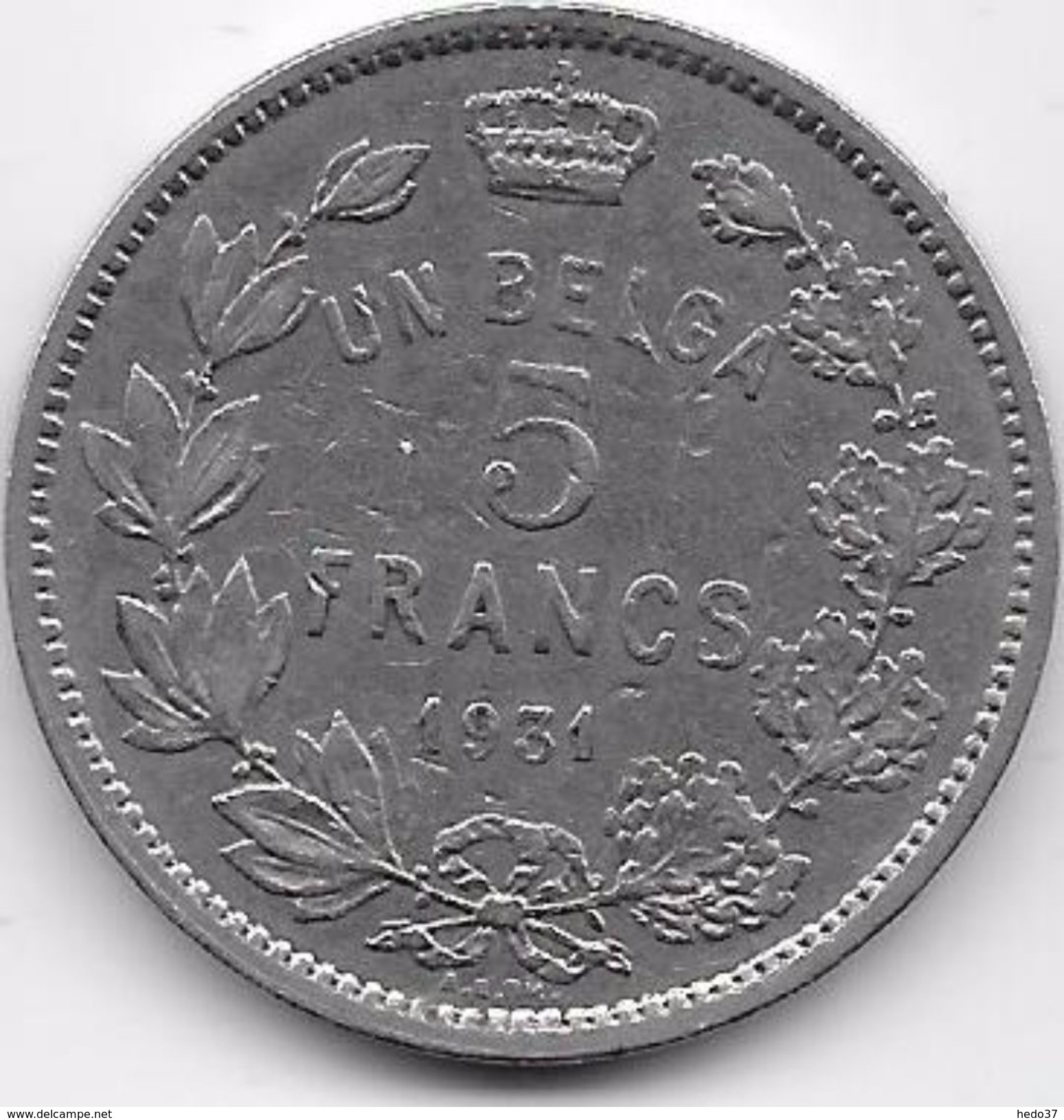 Belgique - 5 Francs 1931 - 5 Francs & 1 Belga