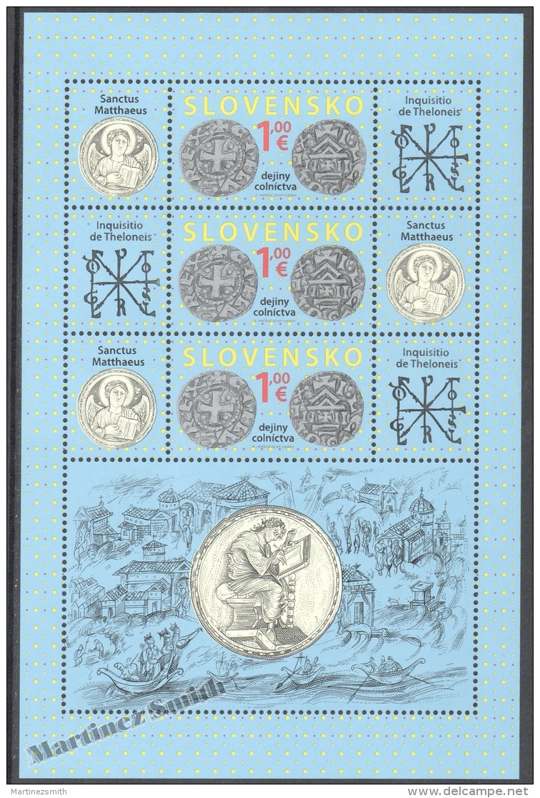 Slovakia - Slovaquie 2014 Yvert 652, Customs History. Numismatics - Sheetlet - MNH - Nuevos