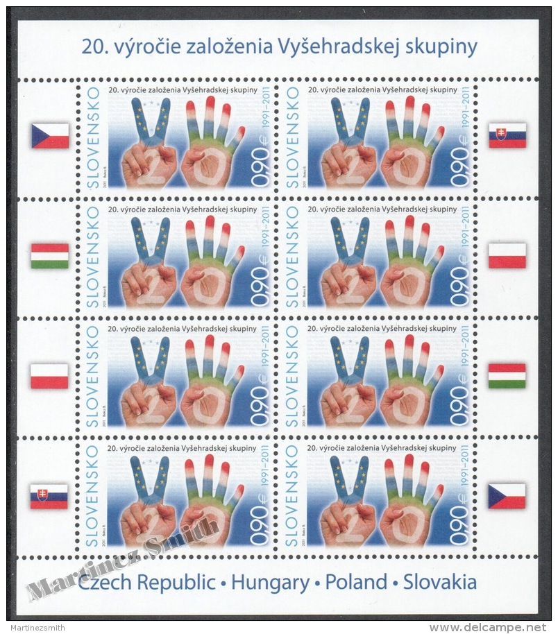 Slovakia - Slovaquie 2011 Yvert 571, 20th Anniv. Of The Establishment Of The Visegrád Group - Sheetlet - MNH - Nuevos