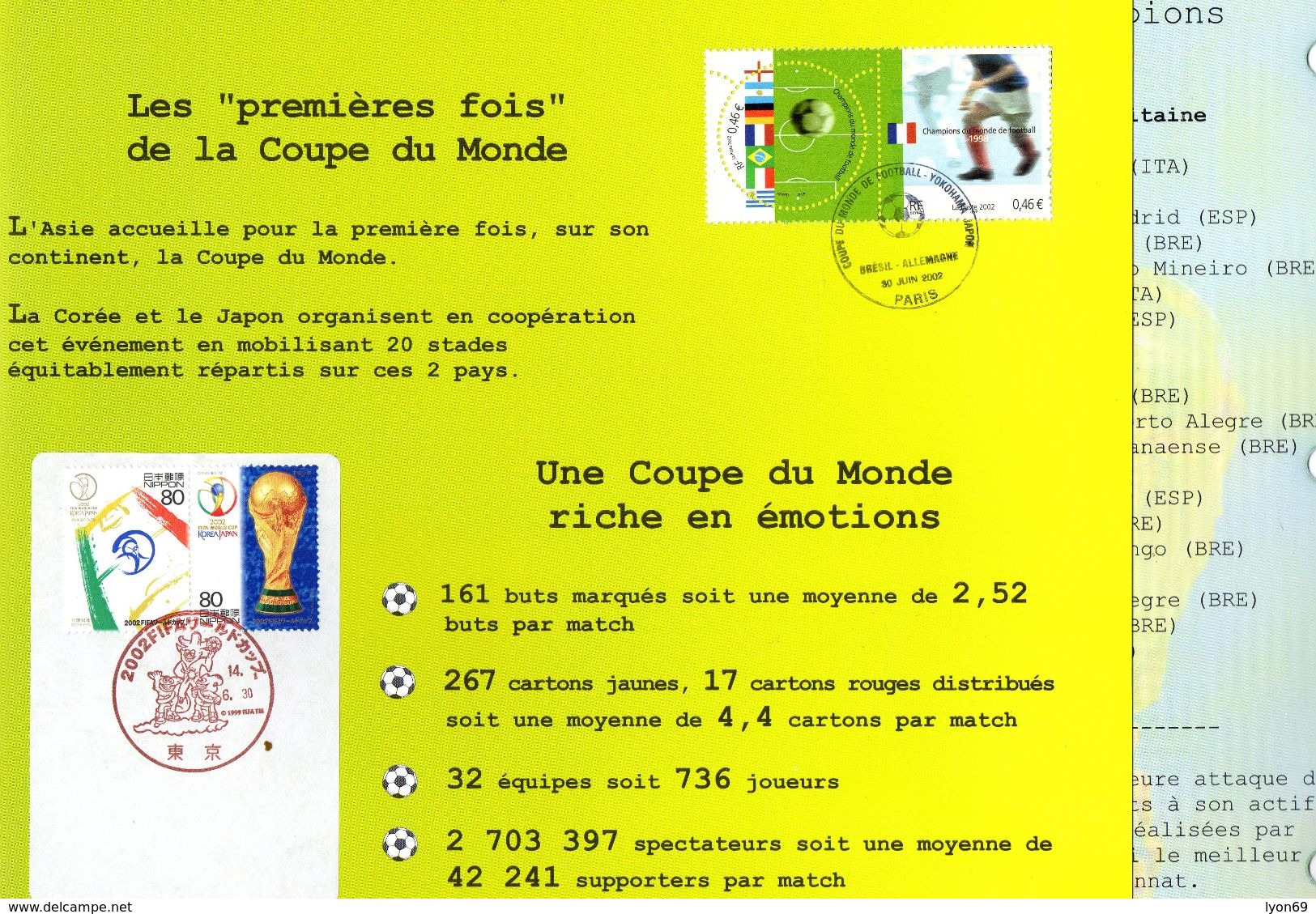 COUPR DU MOND 2002  LA CINQUIEME ETOILE  POUR  LE GRESIL FEUILLET  CEF   SPECIAL  C N° YVERT ET TELLIER    TIMBRE  2002 - 2002 – Zuid-Korea / Japan