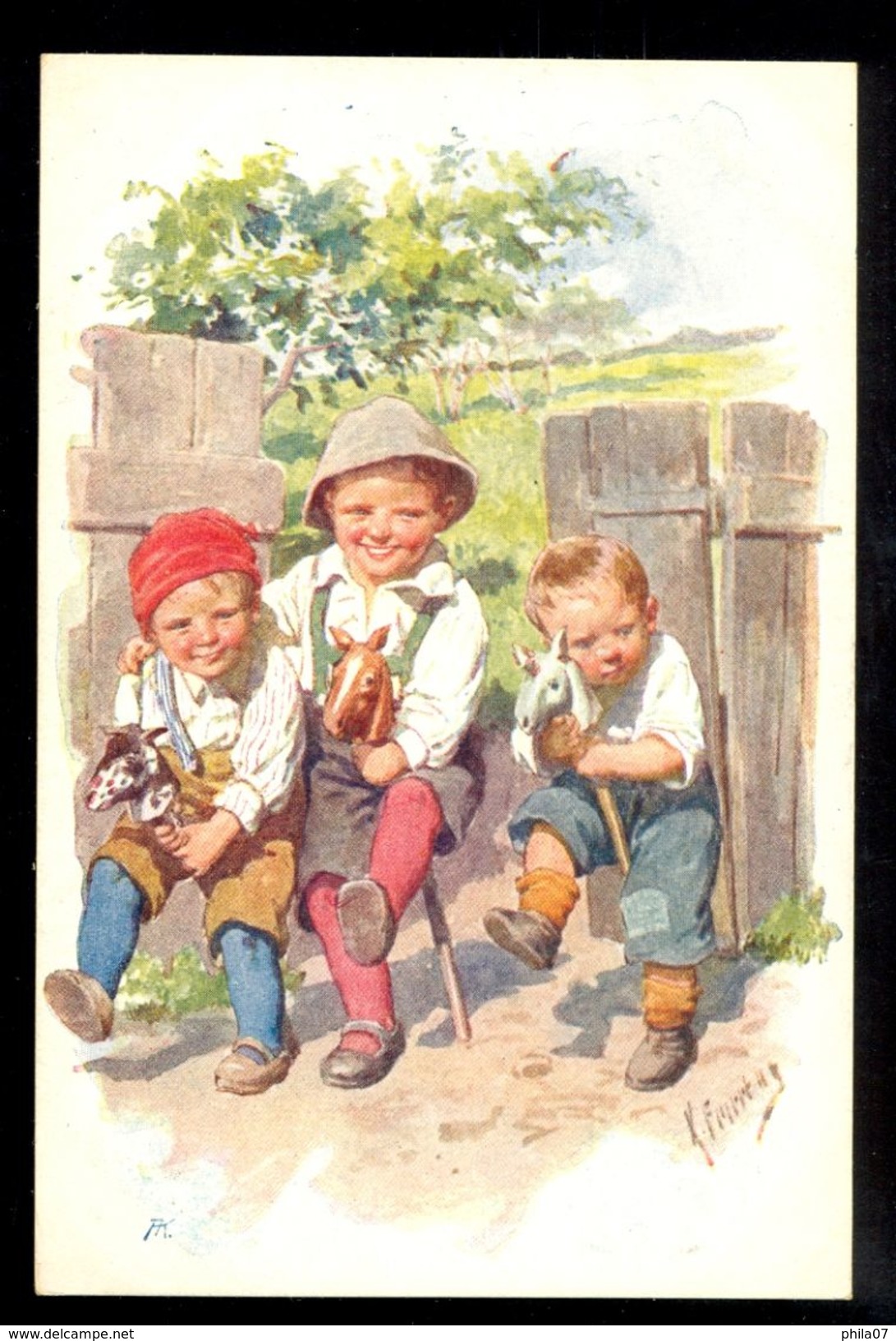 Boy Playing - K. Feiertag / B.K.W.I. 159-5 / Postcard Not Circulated, 2 Scans - Feiertag, Karl