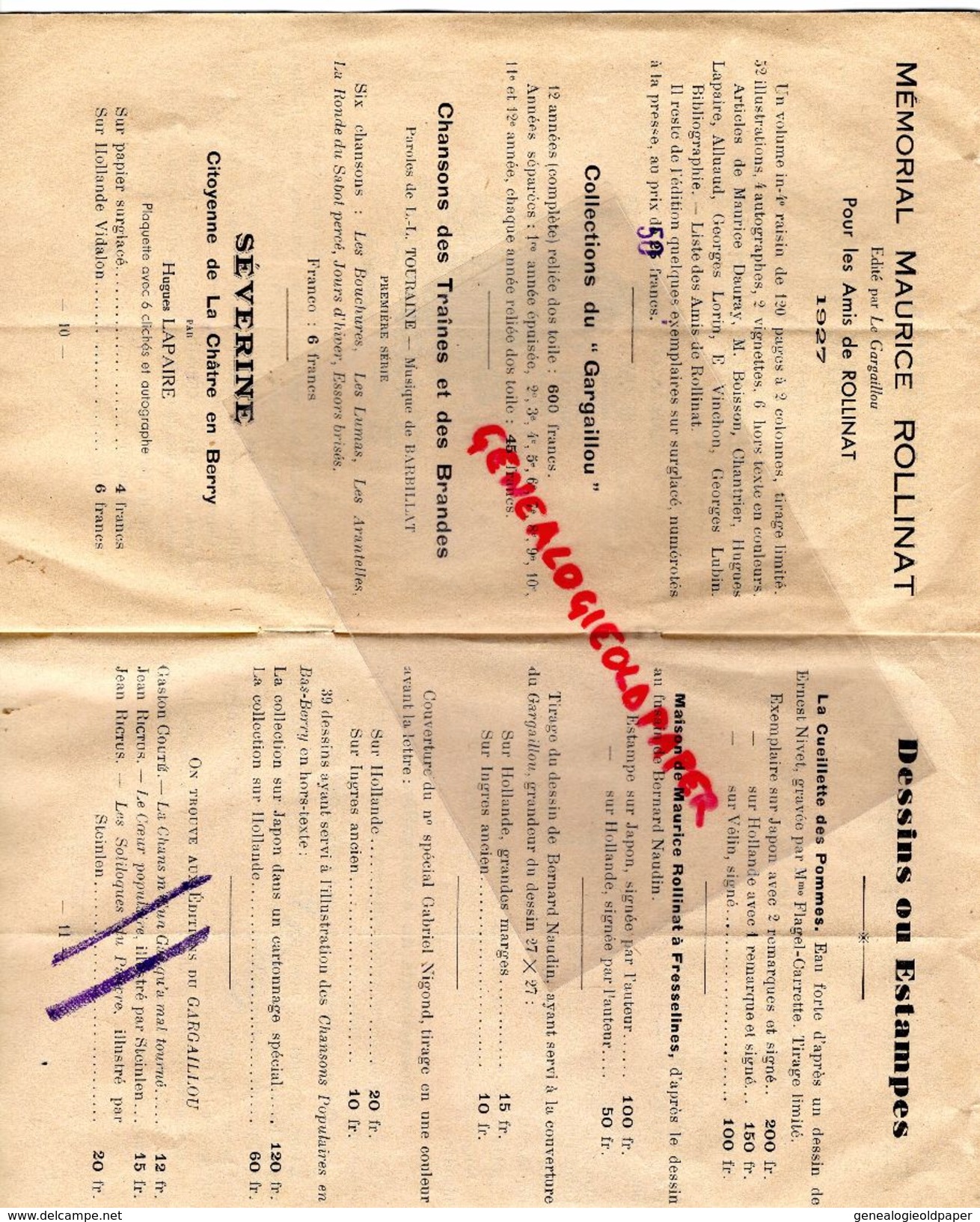 36- CHATEAUROUX-75- PARIS-LIVRET EDITIONS DU GARGAILLOU-1937-MAURICE DURAY-BERRI-CHANSONS BERGERE-AMOUR-BARBILLAT NIGOND