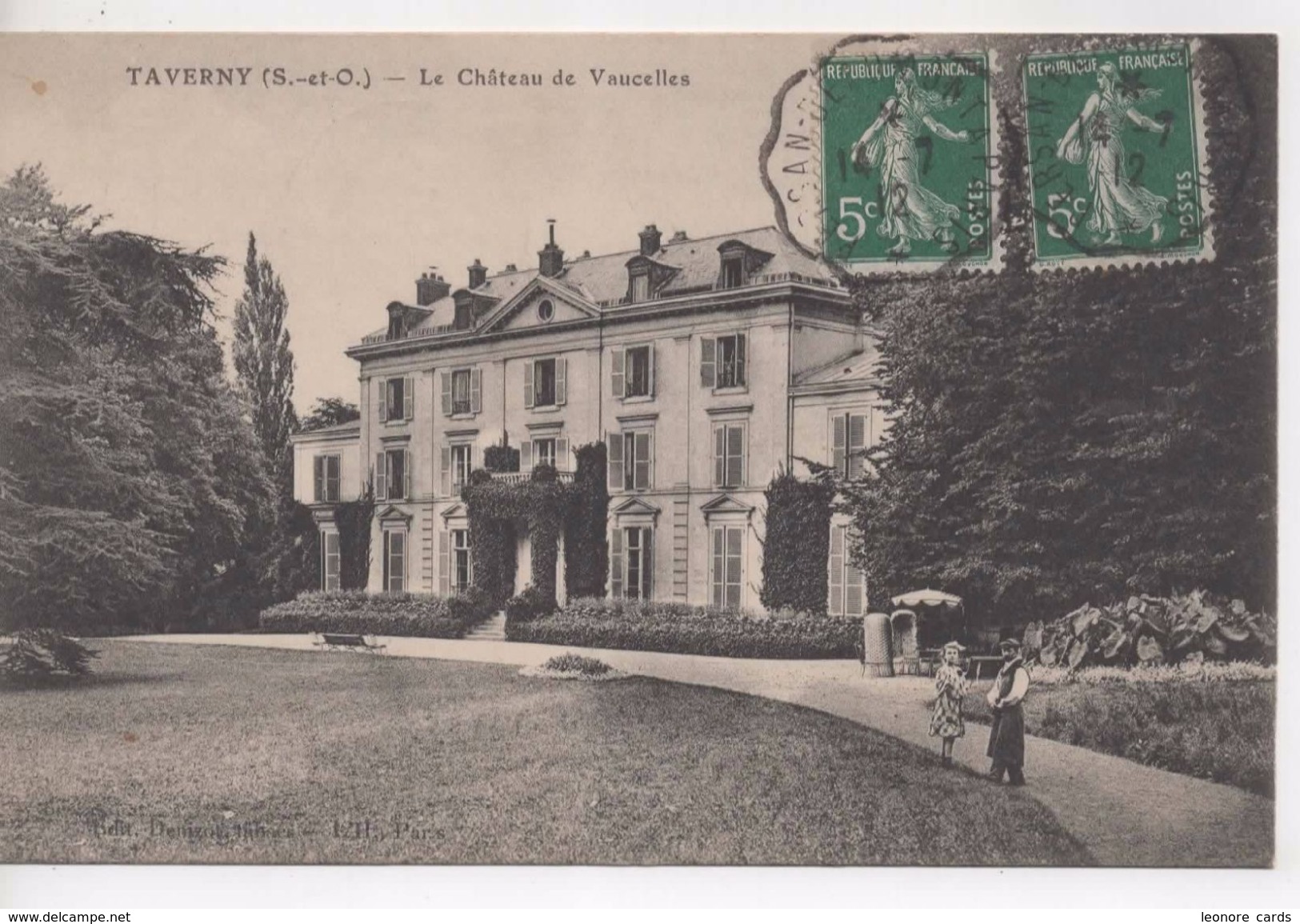 CPA.95.Taverny.1912.Le Château De Vaucelles.animé Couple - Taverny