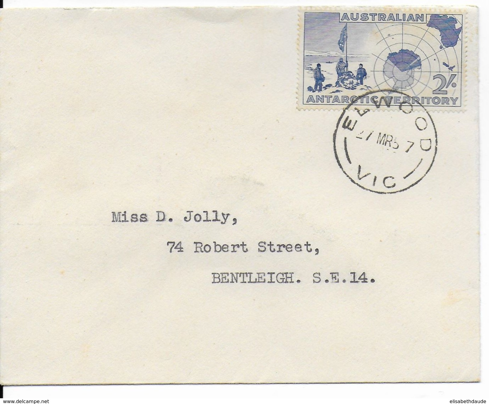 ANTARCTIQUE AUSTRALIEN - 1957 - ENVELOPPE De ELWOOD => BENTLEIGH - Covers & Documents