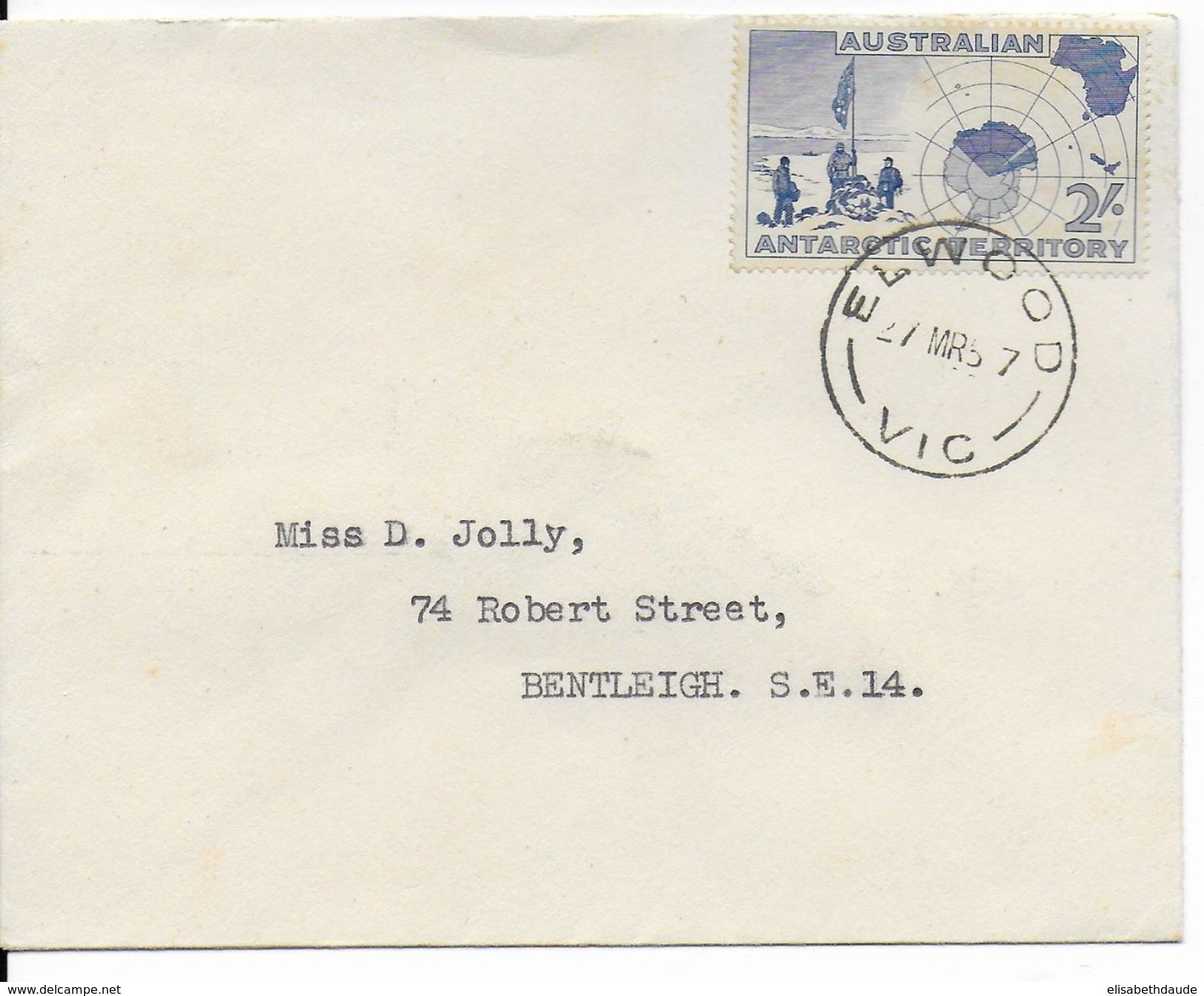 ANTARCTIQUE AUSTRALIEN - 1957 - ENVELOPPE De ELWOOD => BENTLEIGH - Briefe U. Dokumente