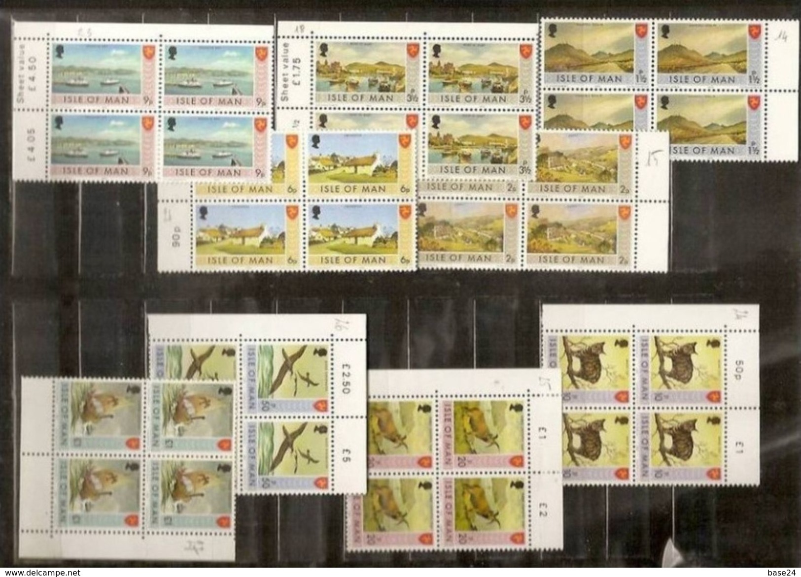 1973 Isola Di Man ELISABETTA II - ELISABETH II 9v. In Quartina: 4/5+8+11+13/17 MNH** Bl.4 - Isola Di Man