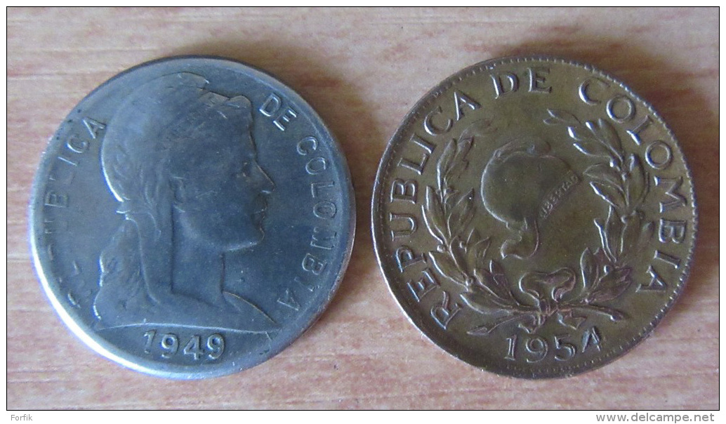 Colombie - 2 Monnaies 5 V Centavos 1949 B Et 1954 B - Cupronickel Et Bronze - TTB - Colombia