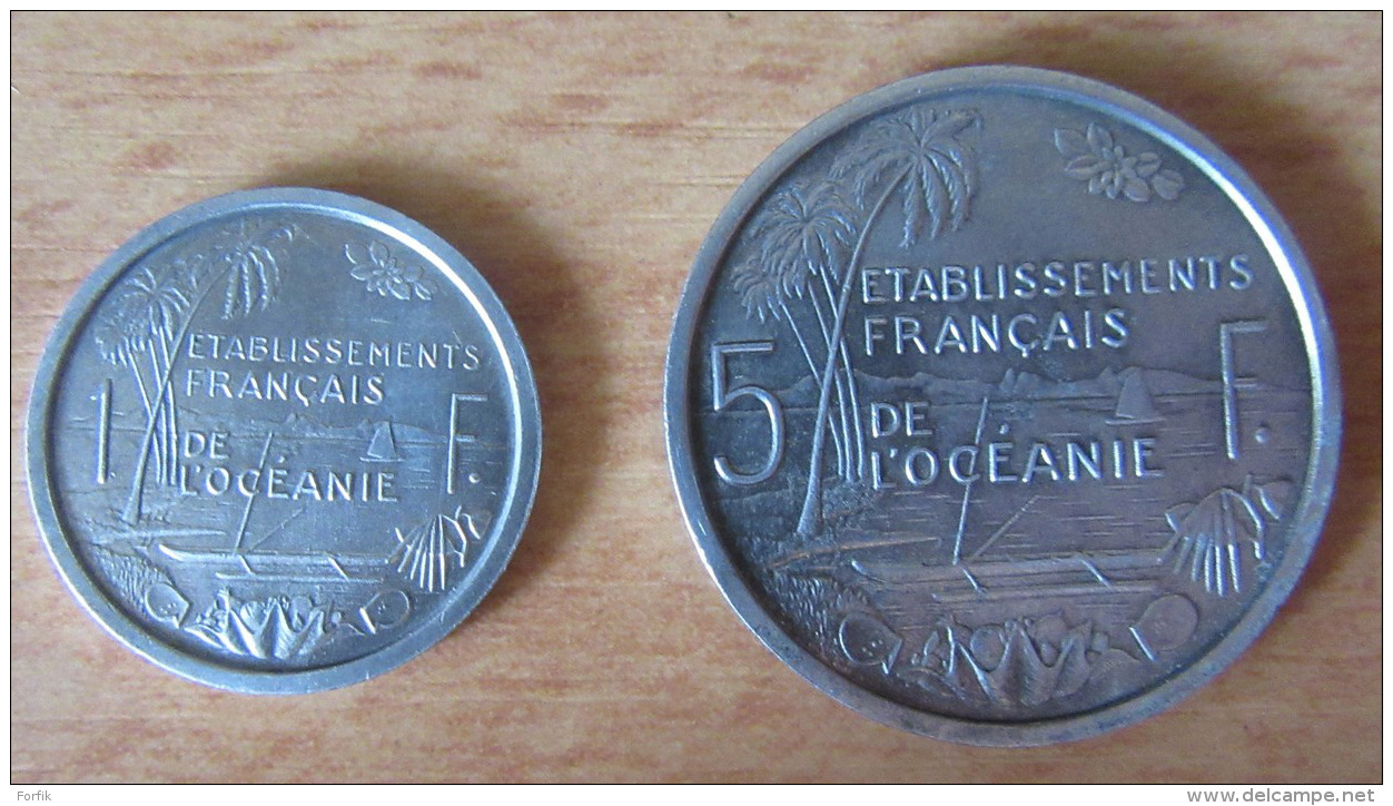 E.F.O. Etablissements Français De L'Océanie - 2 Monnaies 1 Franc 1942 Et 5 Francs 1952 - Aluminium - TTB - Other - Oceania