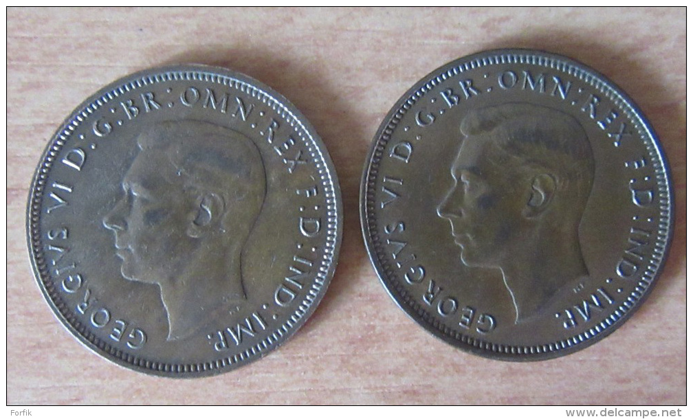 Grande-Bretagne - 7 x One penny 1897 à 1946 - B à SUP - Half Penny 1943/1948 - Shilling 1949 - Farthing 1948, etc...