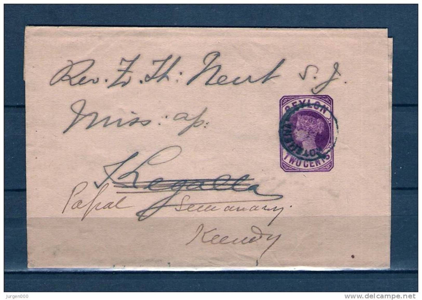 Briefstukje Van Kotehema Naar Kegalla 1896 (GA6628) - Sri Lanka (Ceylan) (1948-...)