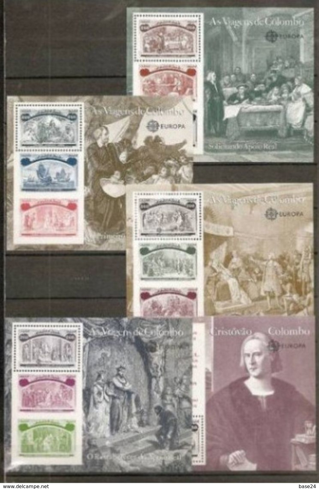 1992 Portogallo Portugal EUROPA CEPT  COLOMBO 5 Foglietti MNH** 5 Souv. Sheets - Collezioni (in Album)