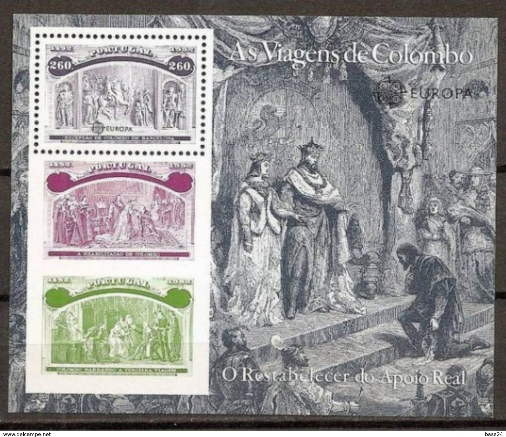 1992 Portogallo EUROPA CEPT EUROPE Foglietto SCOPERTA AMERICA COLOMBO DISCOVERY MNH** Souv. Sheet - 1992