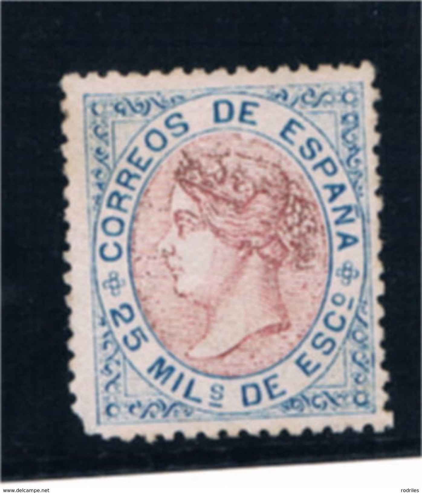 España. Sello Nuevo Del Valor 25 Mil De Isabel II. Nº De Catalogo 95* - Unused Stamps