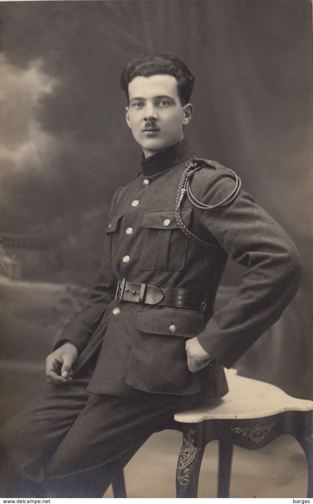 Photo CP Souvenir Militaire From L'officier Caron De Gand Phot Van Loo De Gand Caserne Albert - Guerra, Militares