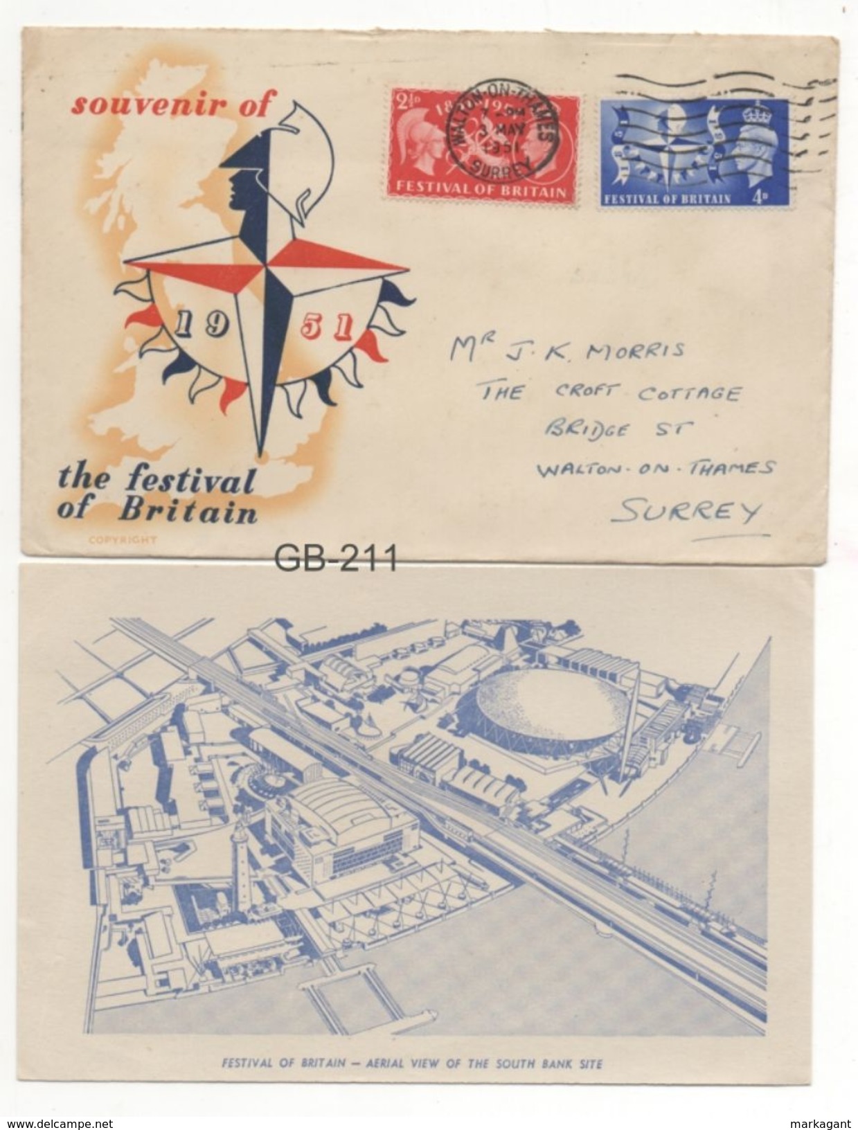 FDC: WALTON - ON - THAMES / FESTIVAL OF BRITAIN / CAIXA #11 - ....-1951 Pre Elizabeth II