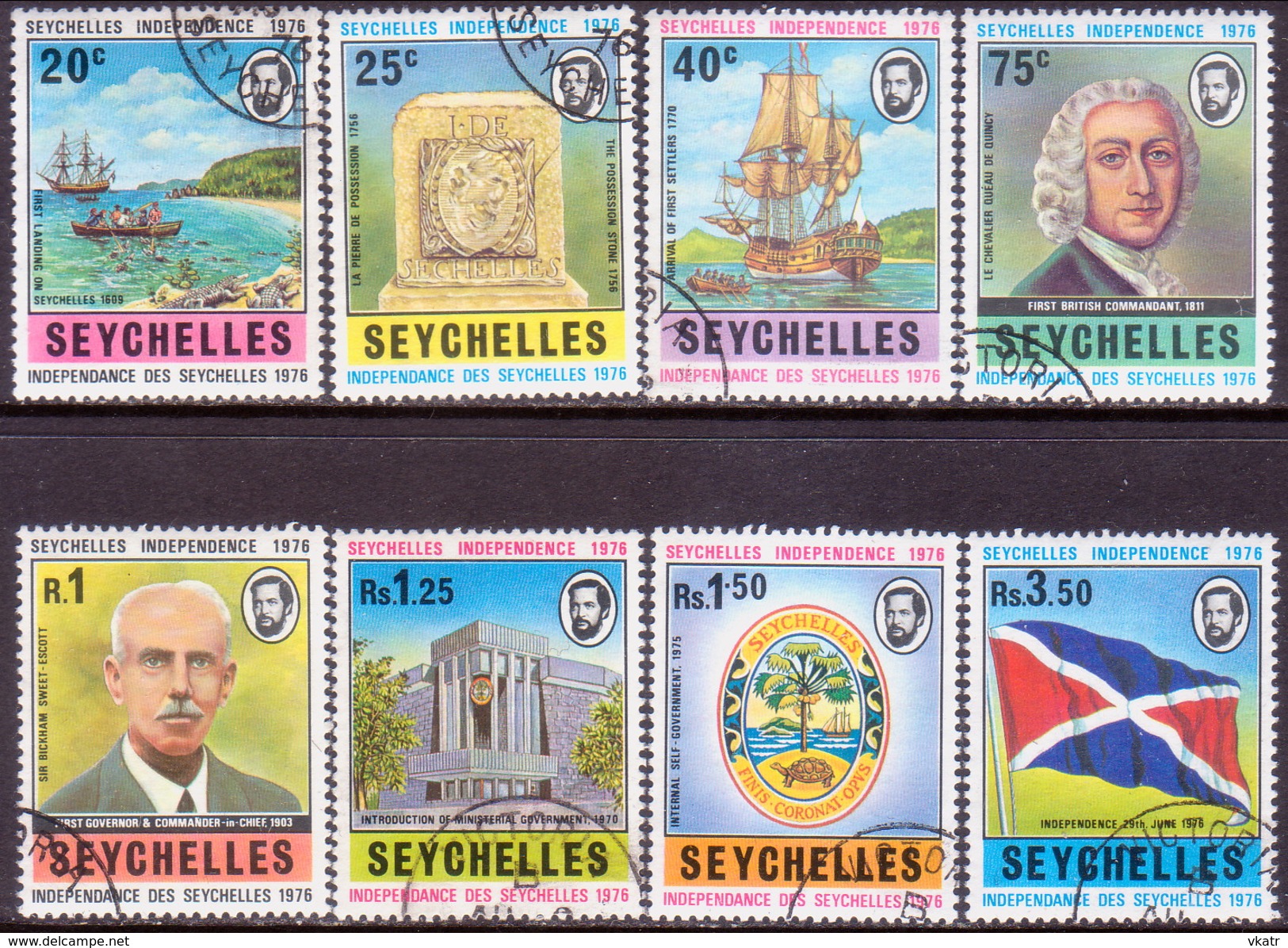 SEYCHELLES 1976 SG #355-62 Compl.set Used Independence - Seychelles (1976-...)