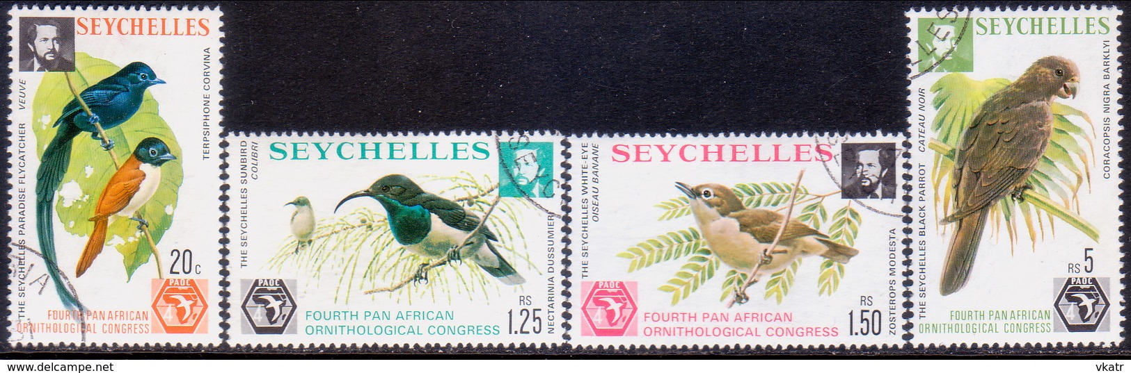 SEYCHELLES 1976 SG #369-72 Compl.set Used Ornithological Congress - Seychelles (1976-...)