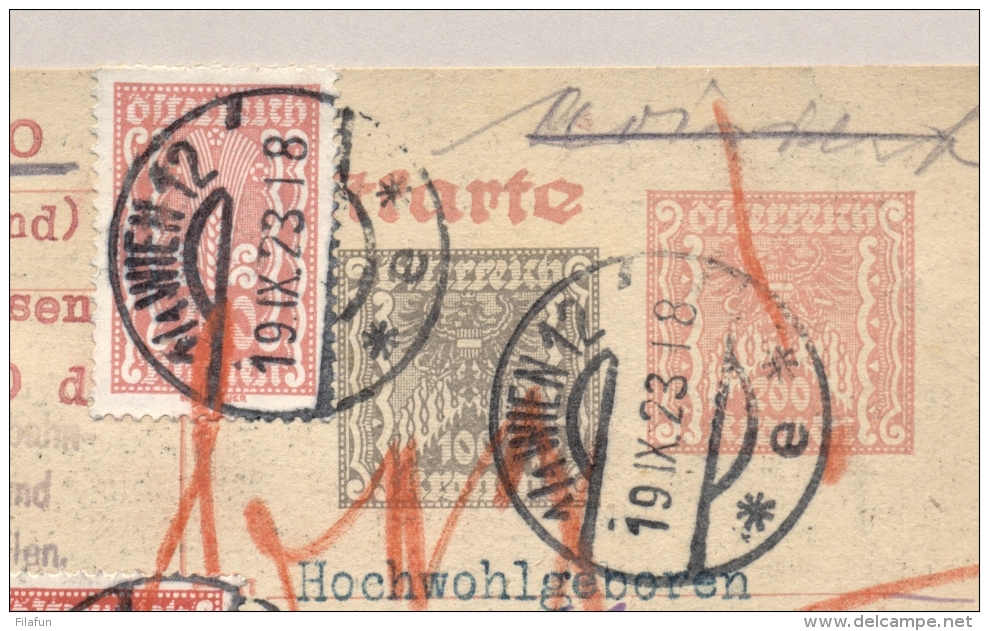 Österreich - 1923 - 100 + 200 Kr Postkarte + 2 Stamps - Remboursement And Registered Local Use Wien - Andere & Zonder Classificatie