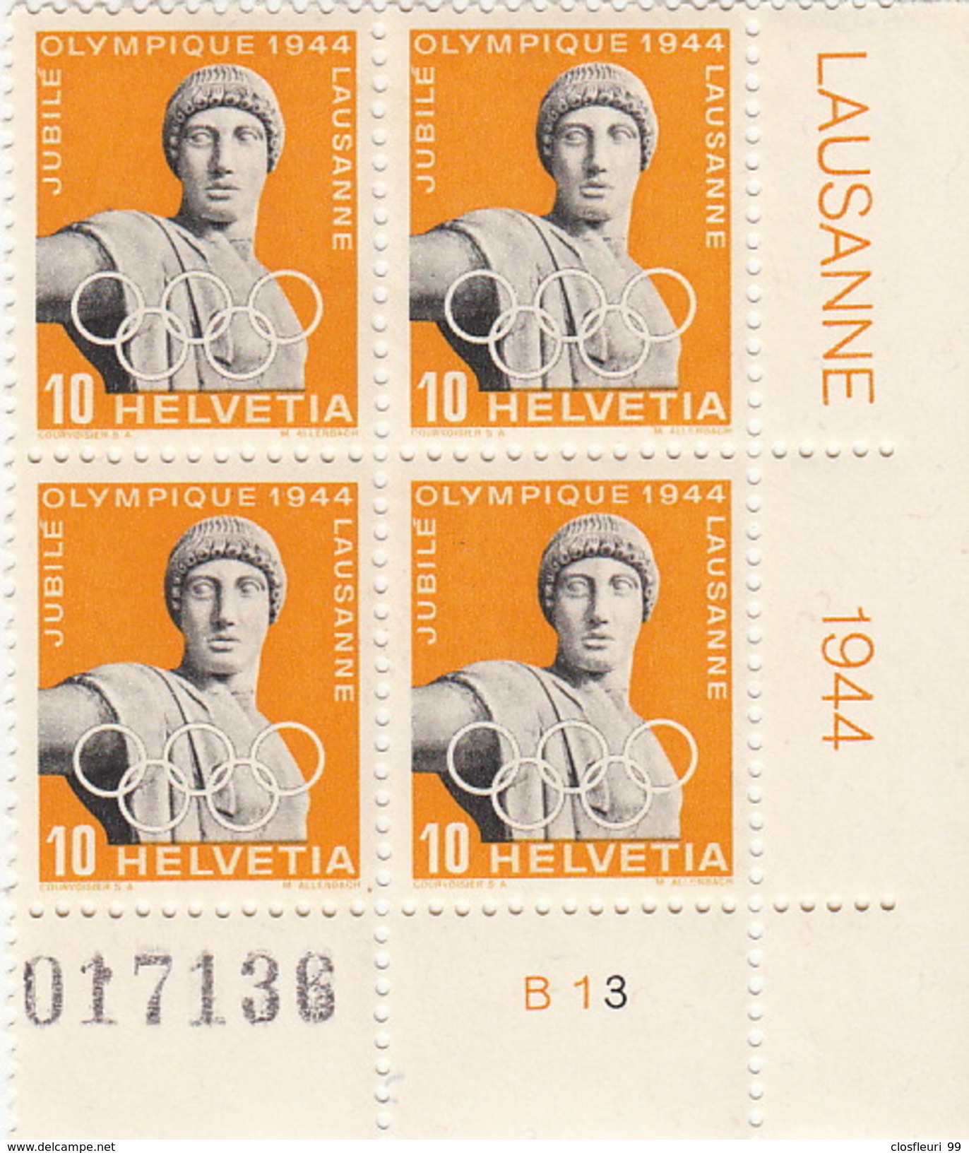 Série Neuve ** En Blocs De Quatre 259-261 X, Fils Courts, Fasern Kurzer / 1944 Ohne Falz, Sans Charnières - Unused Stamps