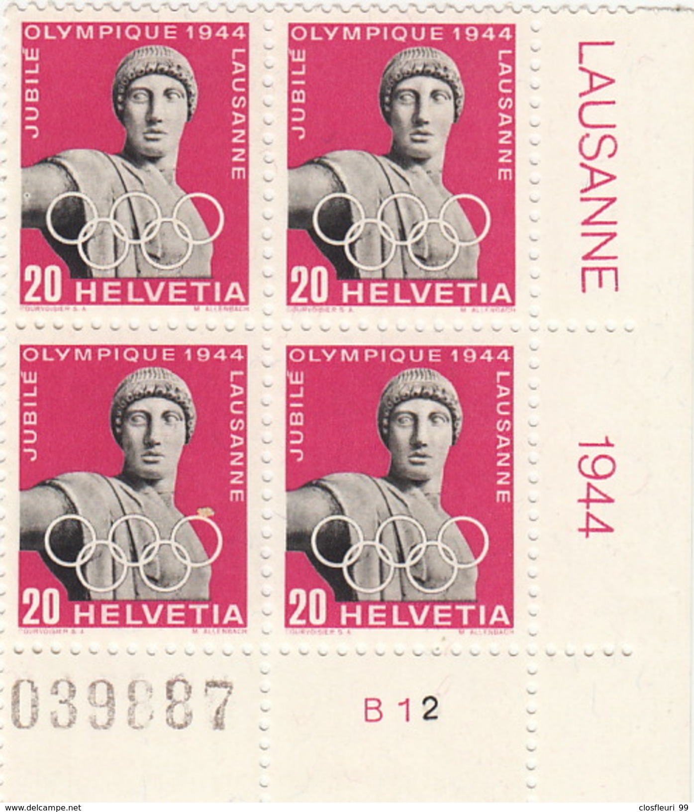 Série Neuve ** En Blocs De Quatre 259-261 W, Fils Longs, Fasern Richtbar / 1944 Ohne Falz, Sans Charnières - Unused Stamps