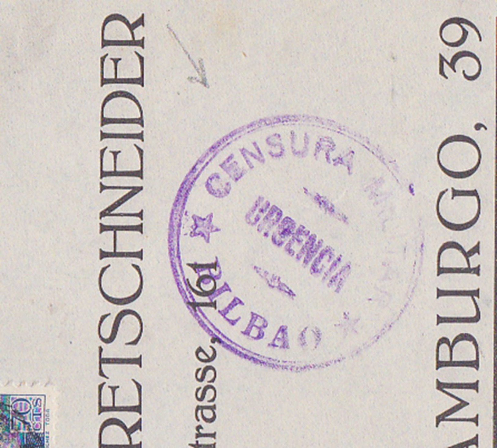 SPAIN 1940 (2.4.) COMMERC.AIRMAIL COVER BILBAO (censored) TO HAMBURG GERMANY (censored) - Otros & Sin Clasificación