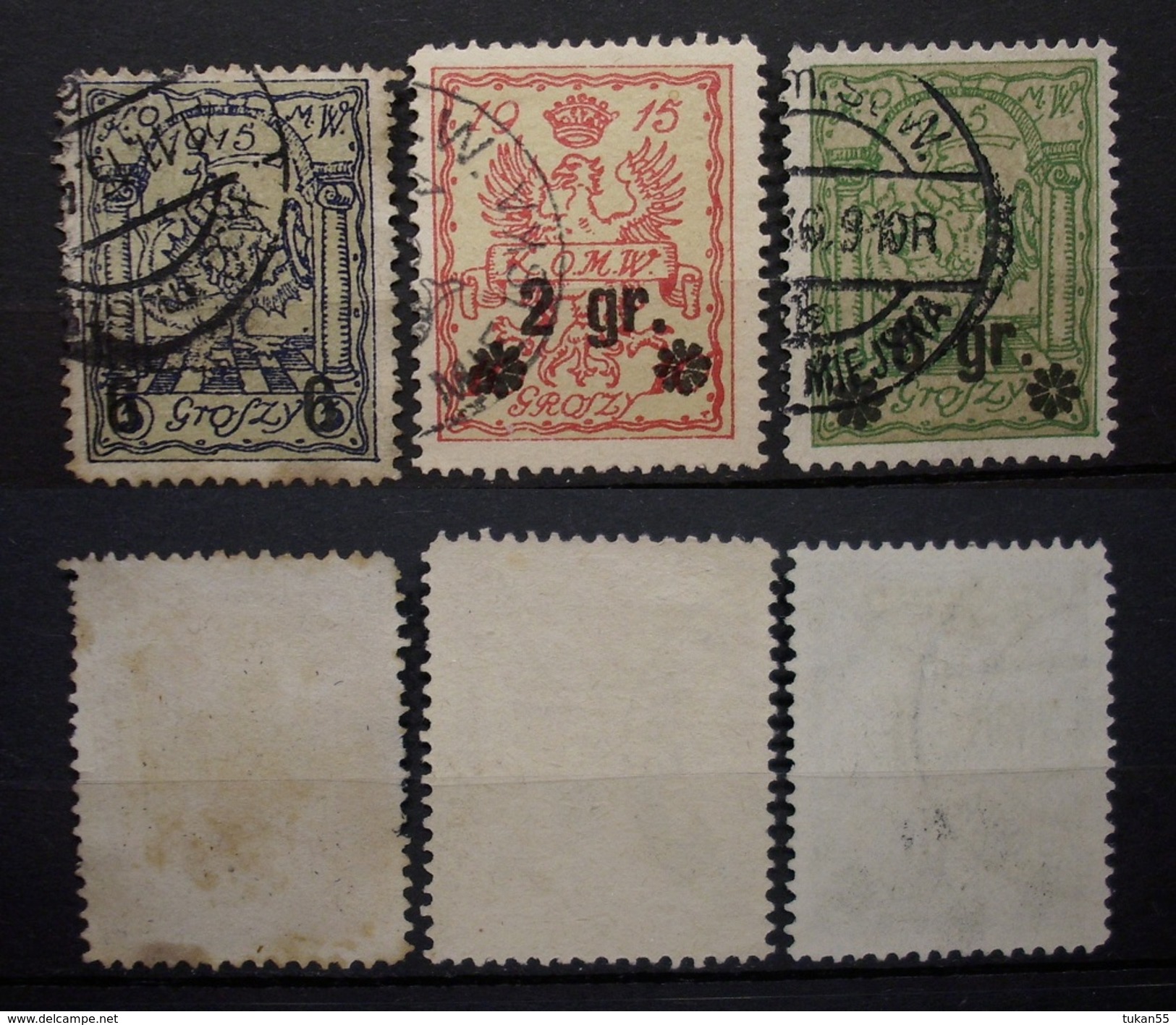 Polen Lokale Post Warschau 1915 Mi.Nr.6,9,10 Gestempelt   (P232) - Oblitérés