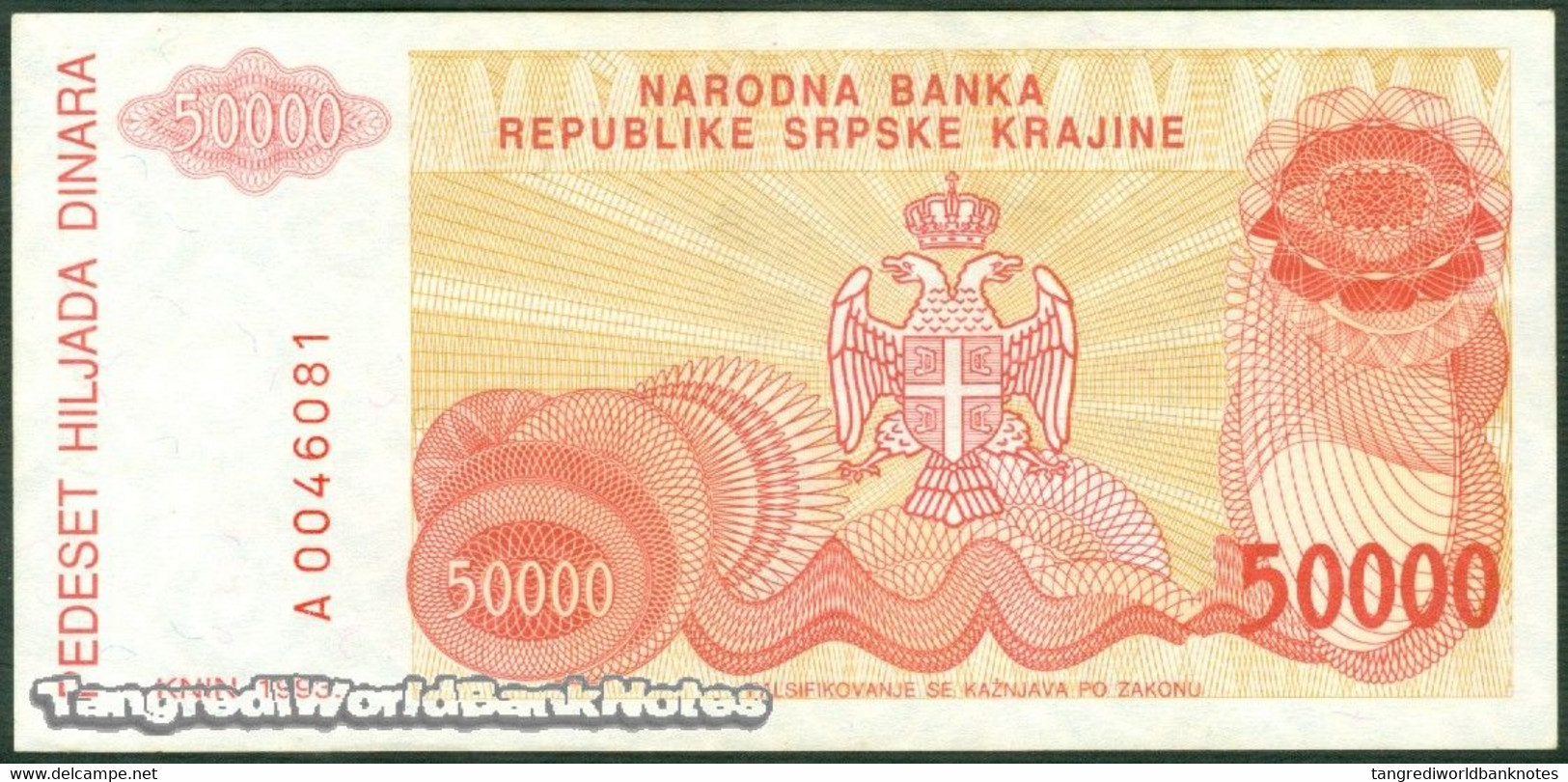 TWN - CROATIA R21a - 50000 50.000 Dinara 1993 AXF - Croatia