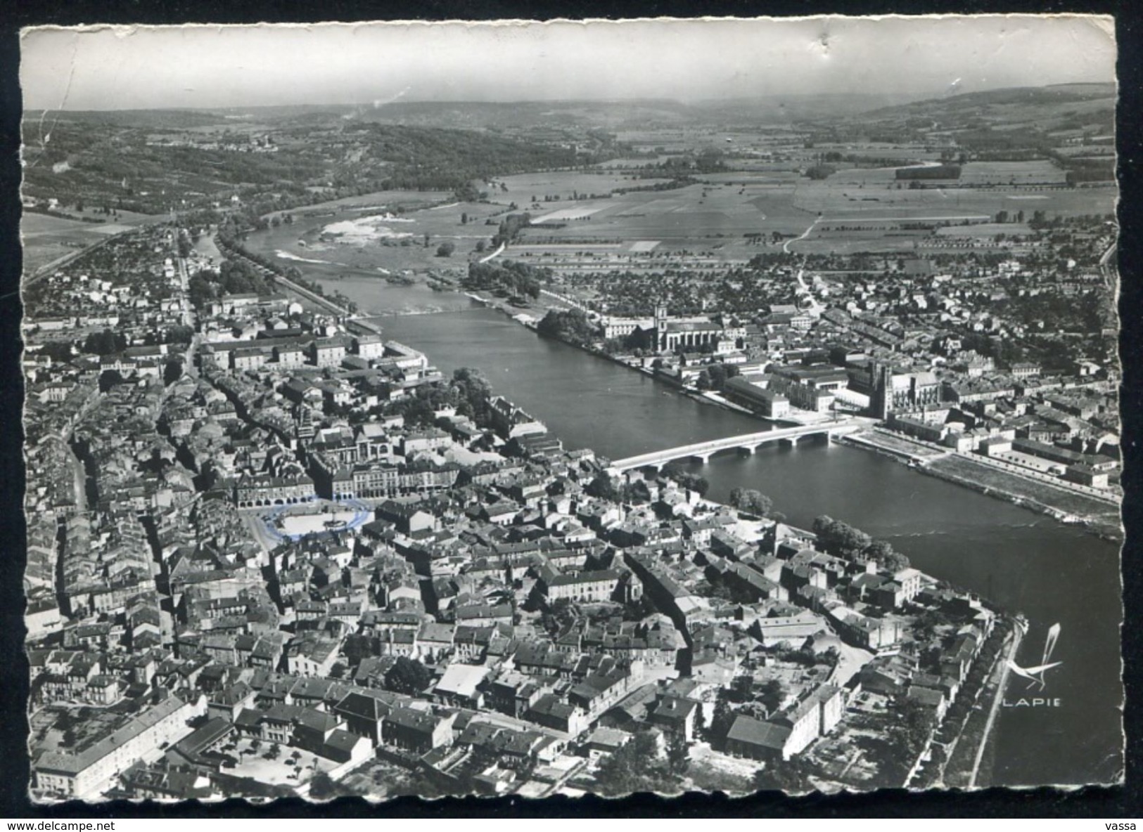 En Avion Au Dessus De PONT A MOUSSON - Vue Panoramique . Timbres Et Flamme .ed. LAPIE 31 - Pont A Mousson