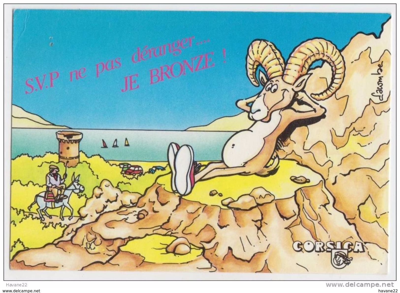 2Y2804 SOURIRE DE CORSE BELIER AU SOLEIL DESSIN LACOMBE 2 SCANS - Humor