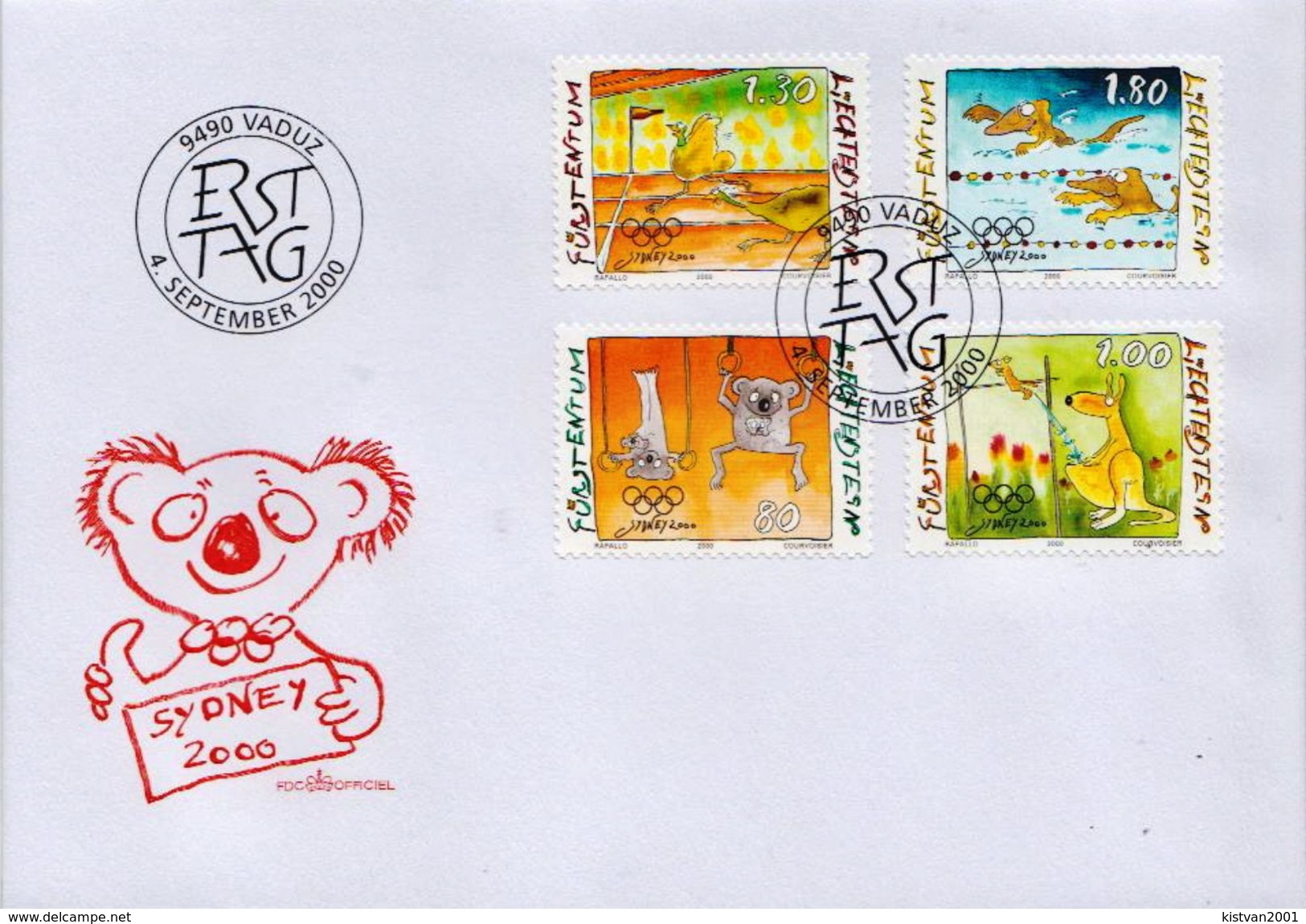 Liechtenstein Set On FDC - Ete 2000: Sydney