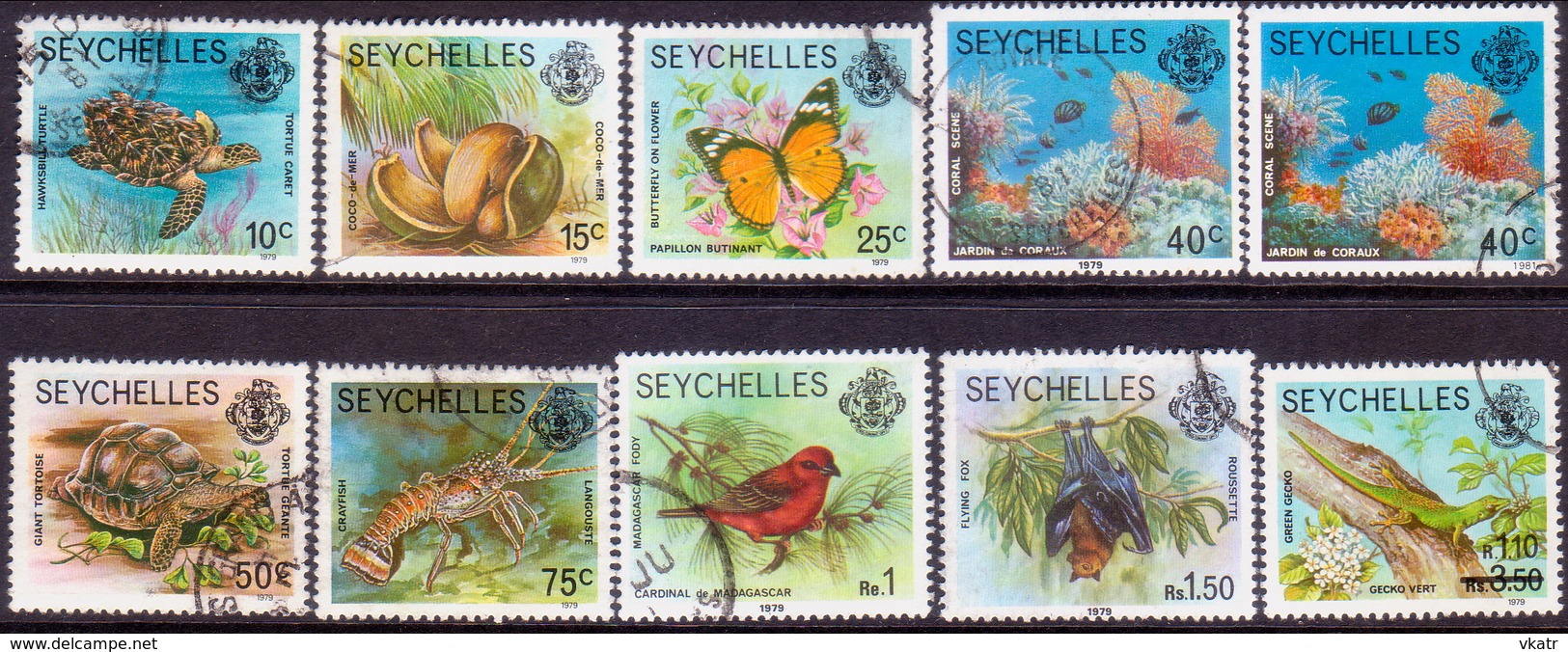 SEYCHELLES 1979-81 SG #405B-14B Part Set Used W/imprints 1979 And 1981 + SG 462 - Seychelles (1976-...)